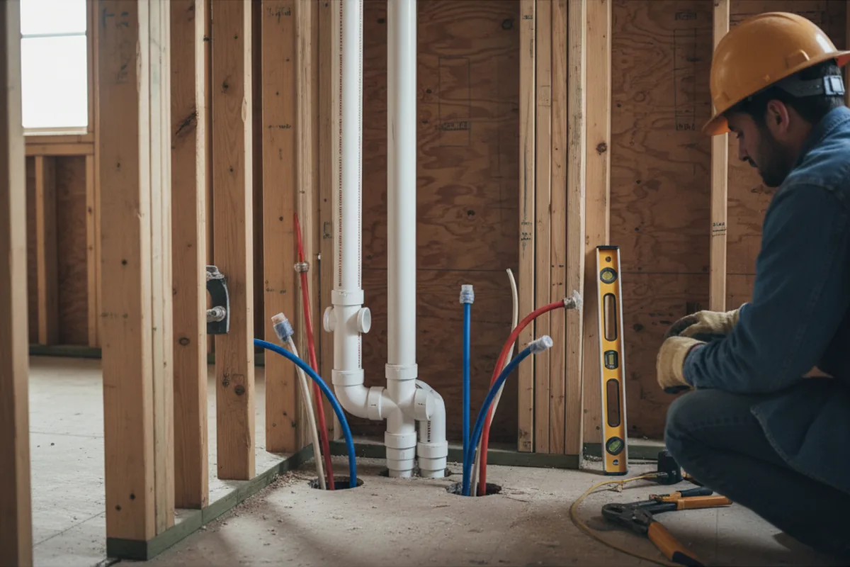 Drain and supply rough-in during Leak Detection in Caledonia